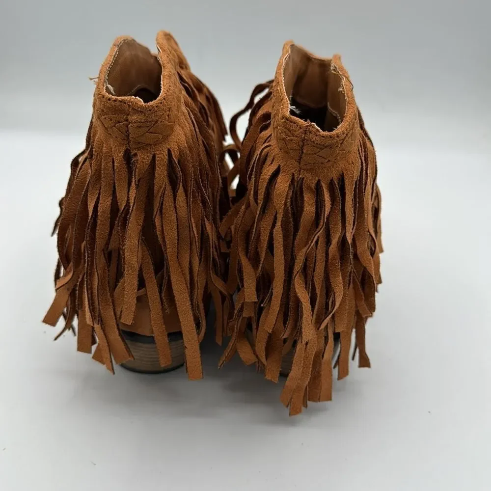 Qupid Fringe booties Tan Size 10 - Picture 5 of 9